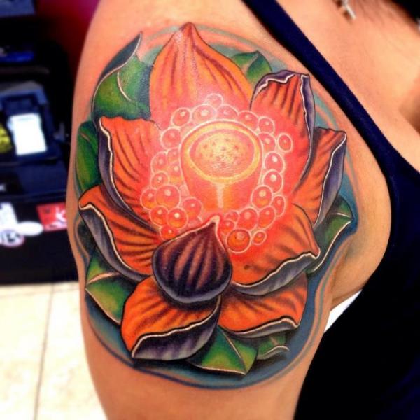 Lotus Flower tattoo by Mike Woods