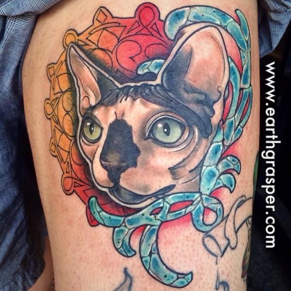 Mandala Framed Cat tattoo by Earth Gasper Tattoo
