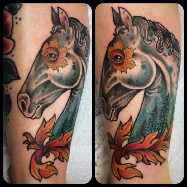 Maple Leaf Eye Horse tattoo by Earth Gasper Tattoo