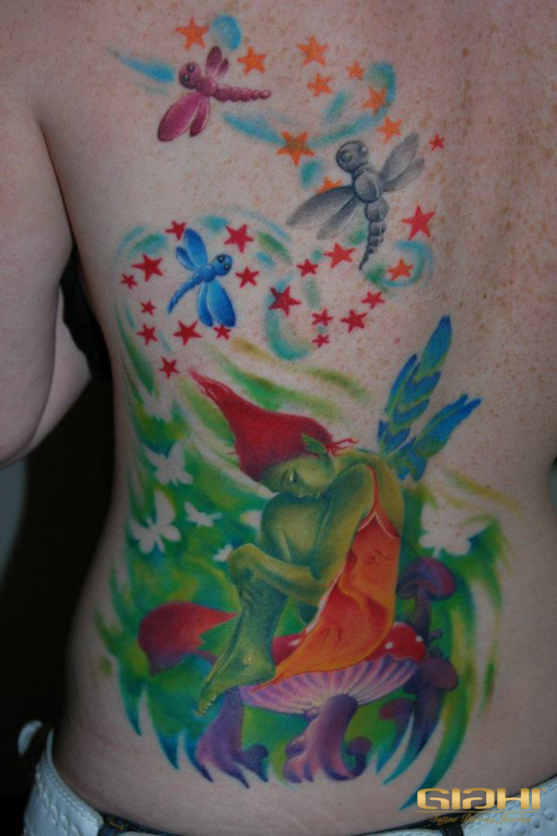 Mushroom Fairy Aquarelle tattoo by Szilard