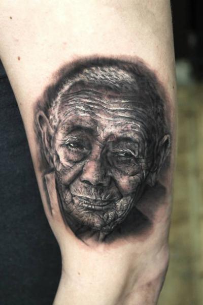 Old Man Realistic tattoo by Georgi Kodzhabashev