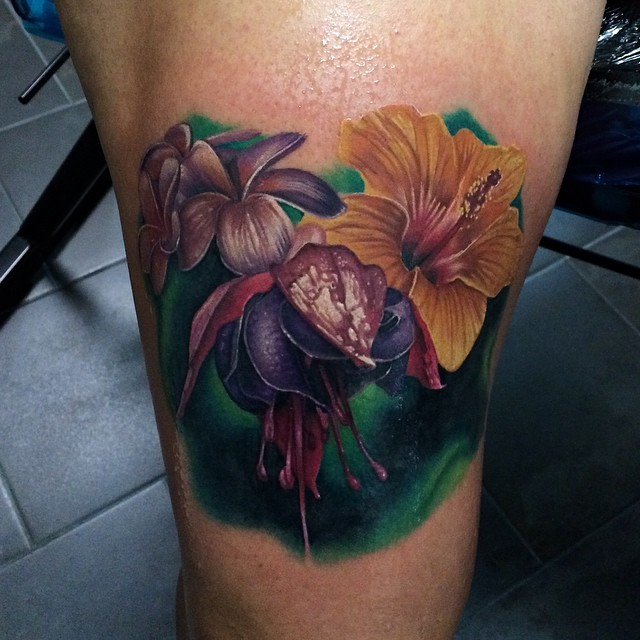 Realistic Blinks Flowers tattoo John Barrett