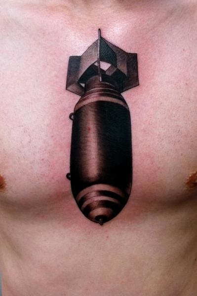Realistic Bomb tattoo on Chest by Transcend Tattoo