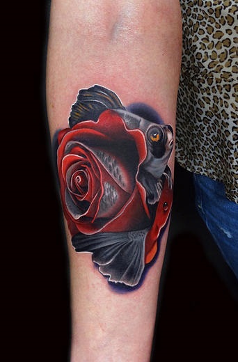 Sad Fishy Rose tattoo by Andres Acosta