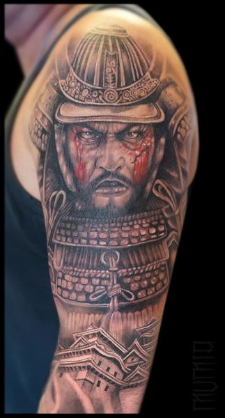 Scar Face Samurai Realistic tattoo by Mumia Tattoo