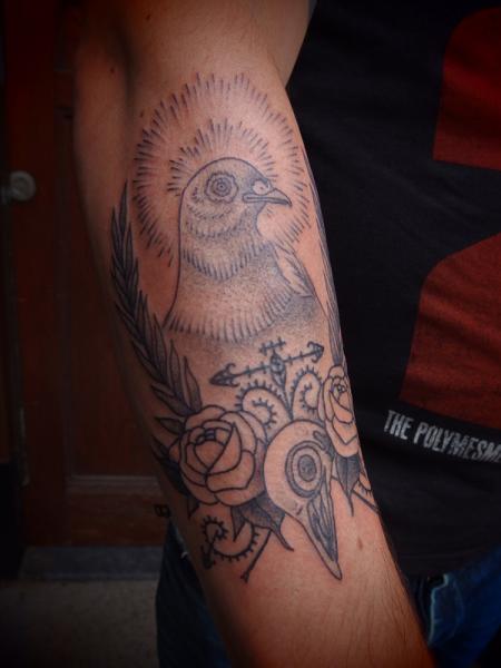 Shining Dove Dotwork tattoo by Papanatos Tattoos