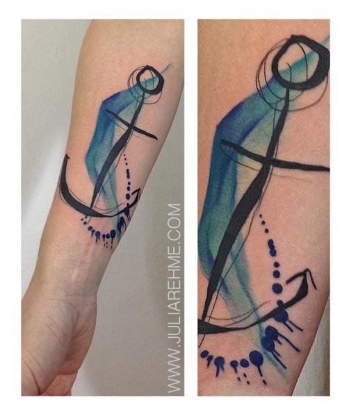 Simple Anchor Aquarelle tattoo by Julia Rehme