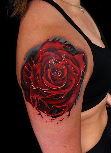 Splash Liquid Rose tattoo by Andres Acosta