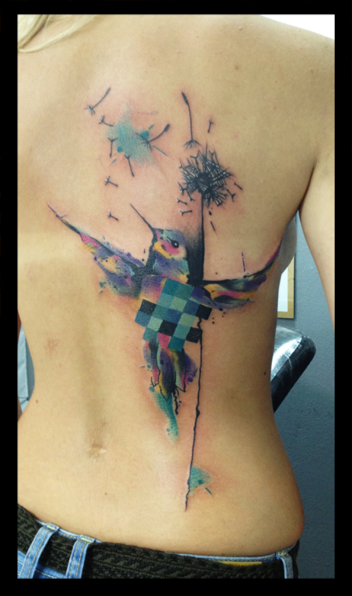 Squared Body Colobri tattoo by Live Two