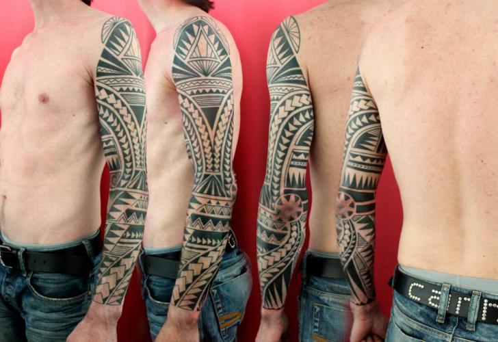 Sun Elbow Ethnic Blackwork tattoo by Skin Deep Art