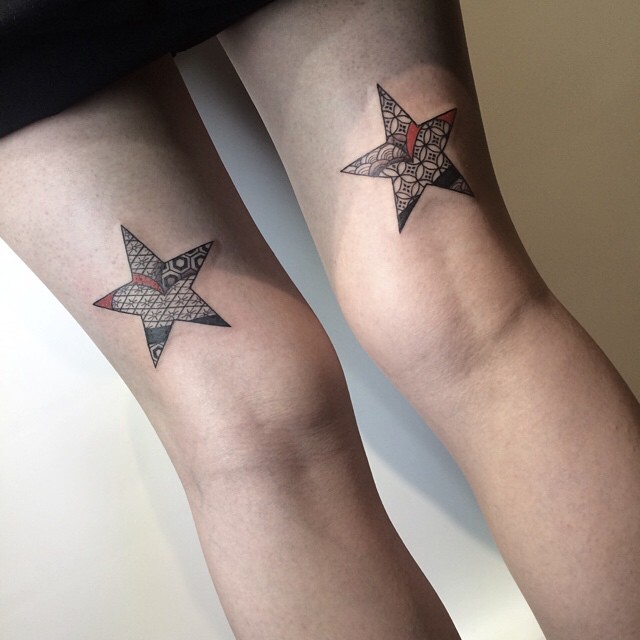 Thigh Stars Japanese pattern tattoo by Nissaco Tatau