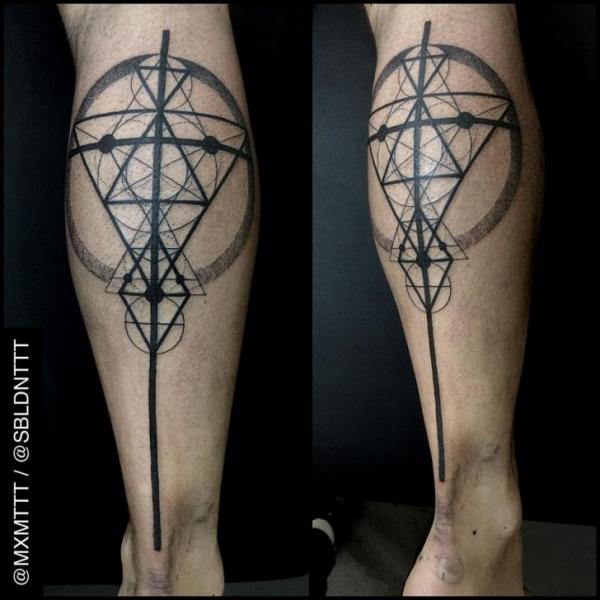 Triangle Rhombus and Circles Signs Dotwork tattoo by MXM