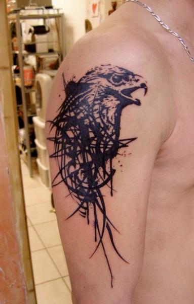 Tribal Eagle Blackwork tattoo by Xoïl