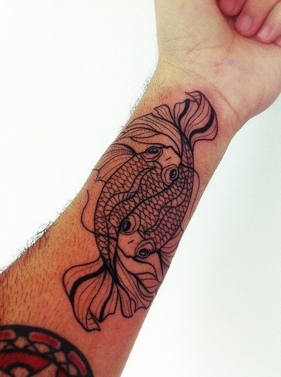 Two Gold Fishes Nautical tattoo