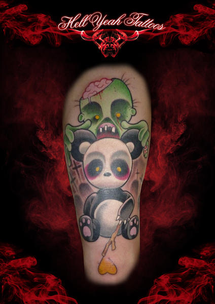 Zmbie and Panda New School tattoo by Hellyeah Tattoos