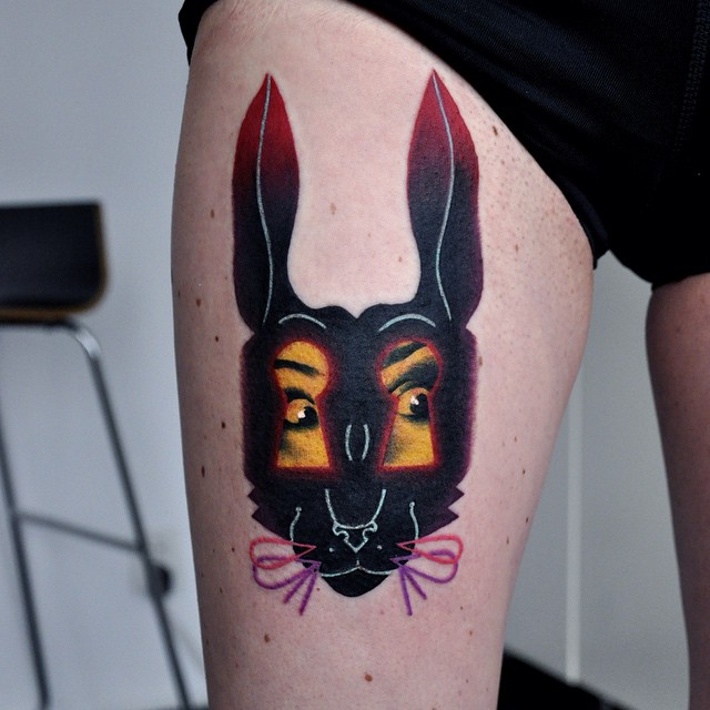 Alice in Wonderland Rabbit tattoo by Marcin Surowiec