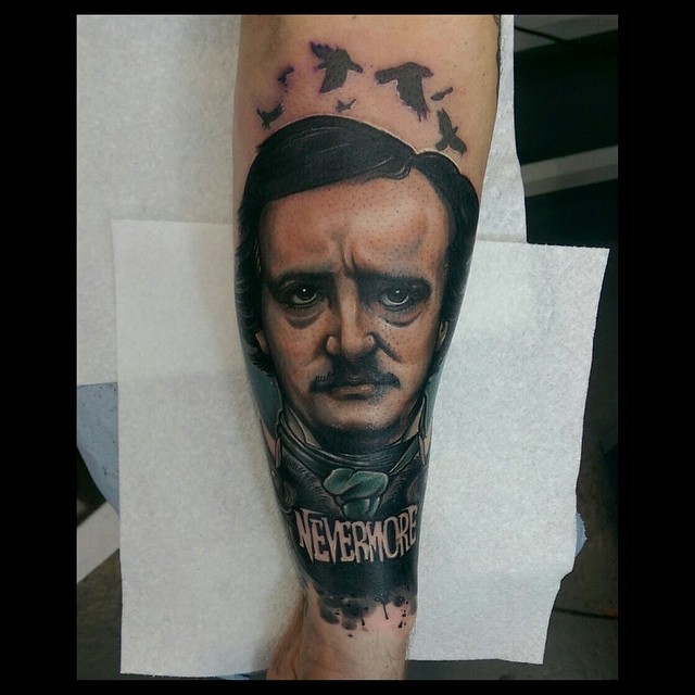 Allan Poe Nevermore tattoo by Jethro Wood