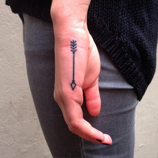 Arrow Hand Small tattoo by Aivaras Ly