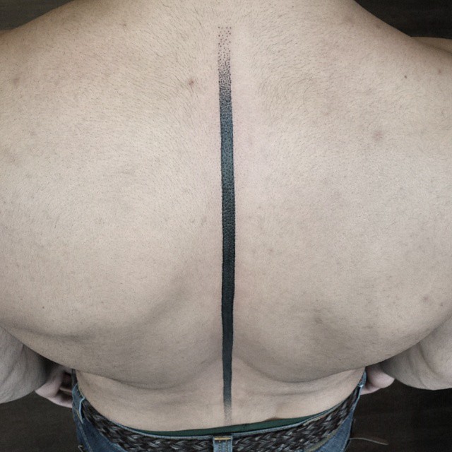 Black Line Spine tattoo