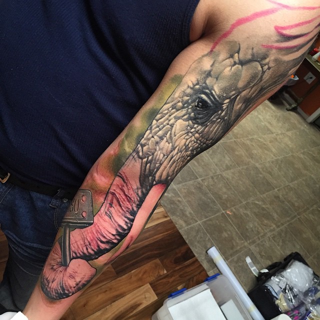 Elephant Realistic Tattoo Sleeve