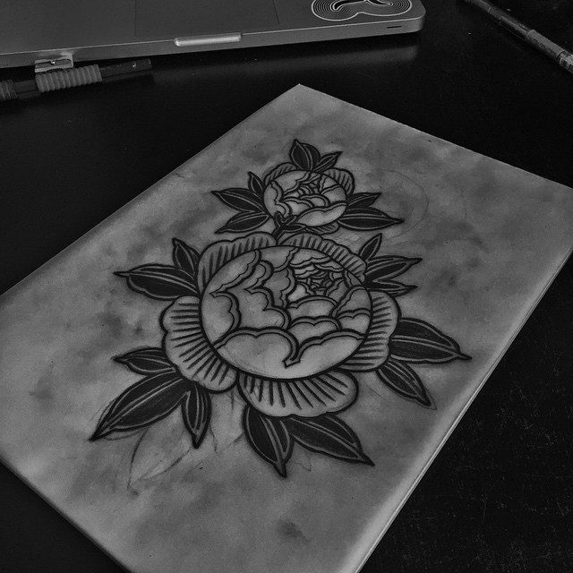 Etching Flowers Tattoo Idea by Kolahari