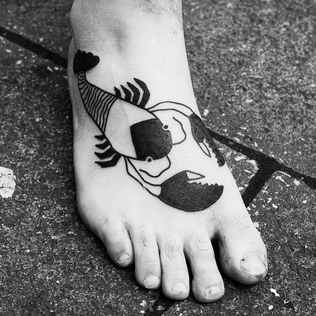Foot Cancer Blackwork tattoo by Matthias Schmid