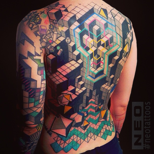 Full Back Tetris tattoo