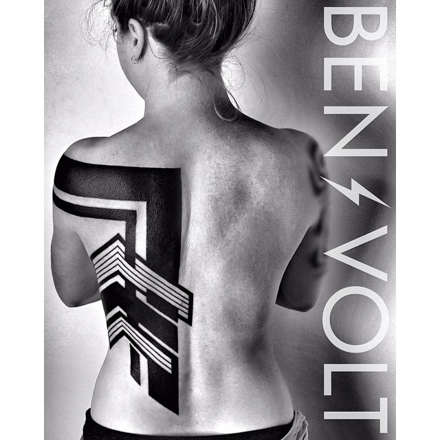 Nice Blackwork Back tattoo by Ben Volt