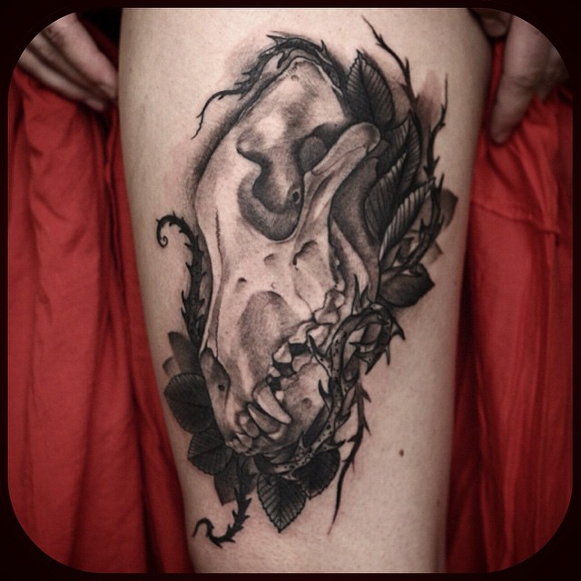 Predator Skull tattoo by Sean Wright