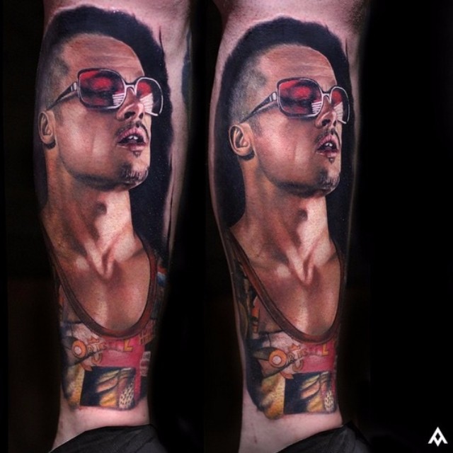 Realistic Tyler Fight Club tattoo