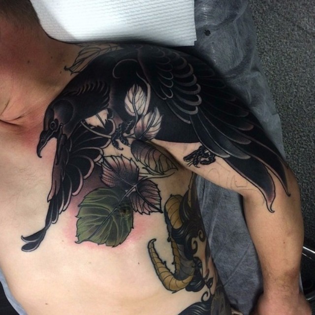 Shoulder Crow tattoo