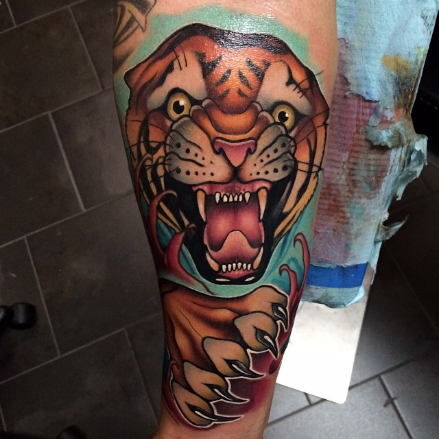 Attacking Tiger tattoo