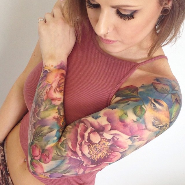 Beautiful Floral Tattoo Sleeve