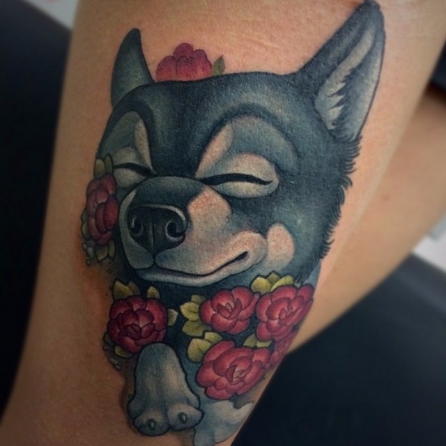 Cute delighted Dog Tattoo