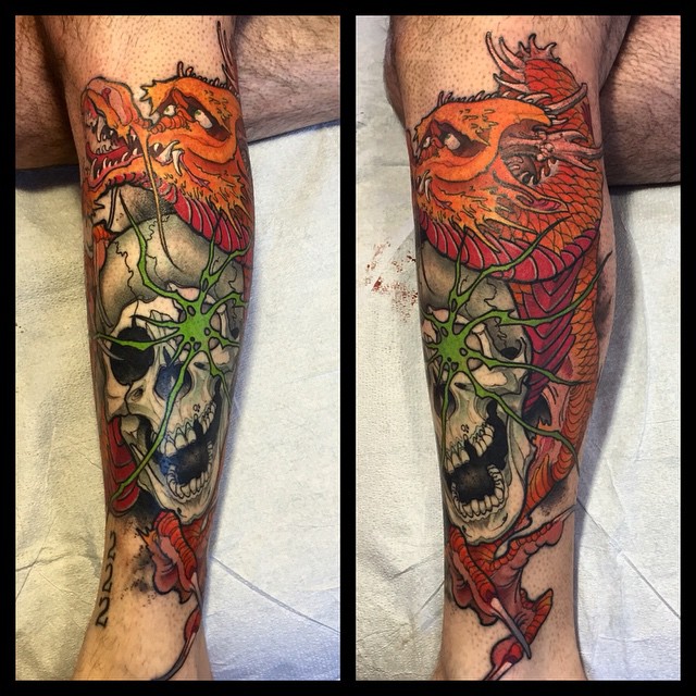 Dragon Grasp Skull tattoo