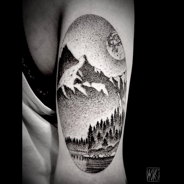 Landscape Mountain Lake tattoo