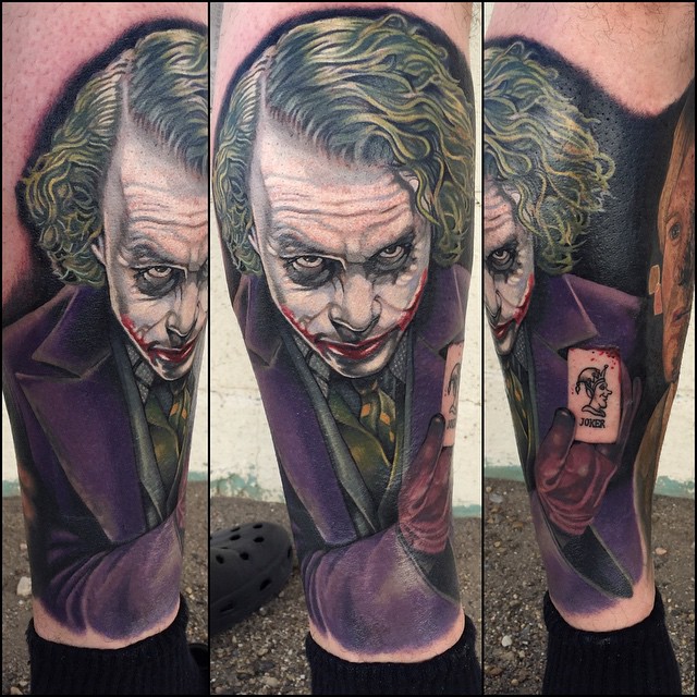Leg Batman Joker tattoo
