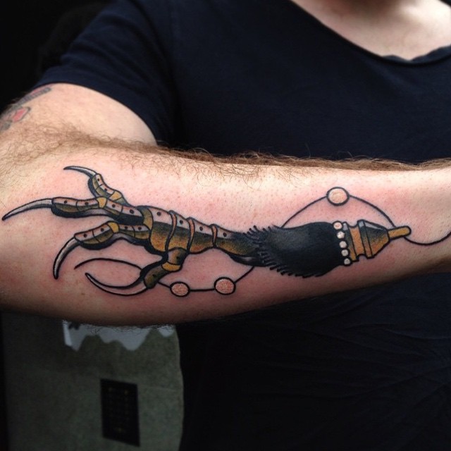 Metal Brush Hand Claws Arm tattoo