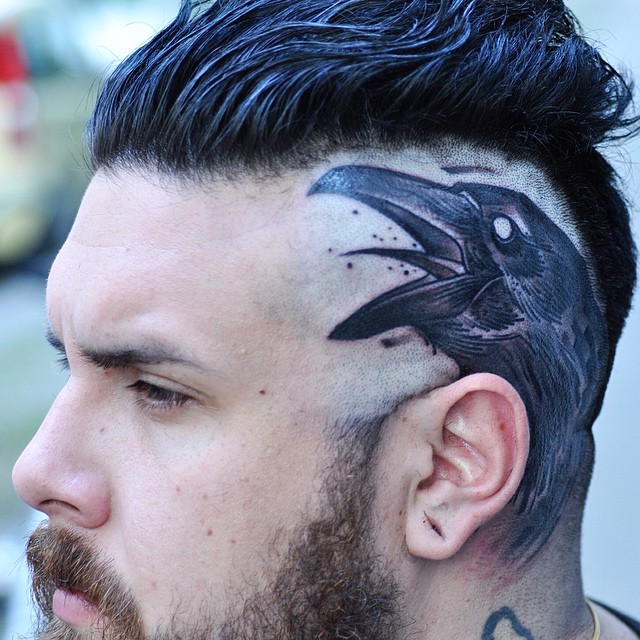 Screaming Raven Head tattoo