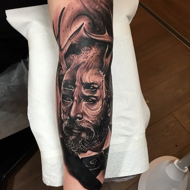 Trash Realistic Man Arm tattoo