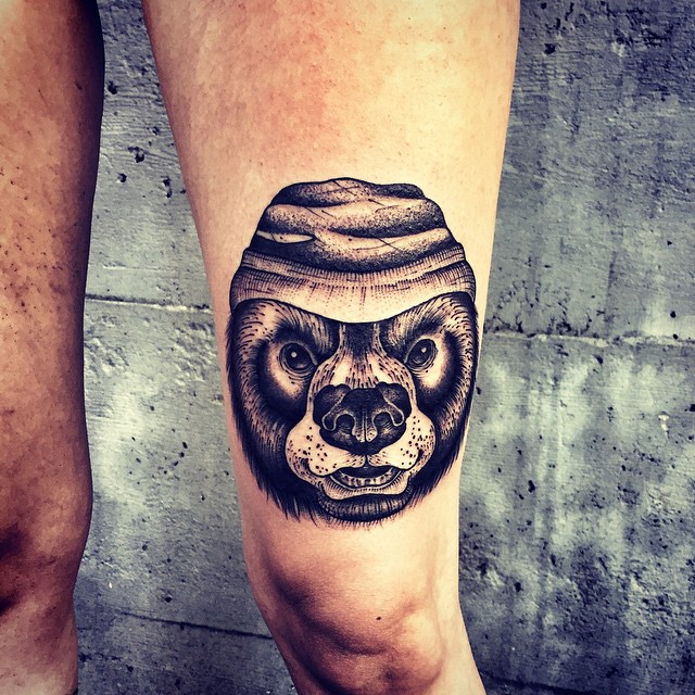 Bear in Hat tattoo