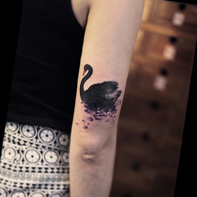 Black Swan Tattoo Watercolor