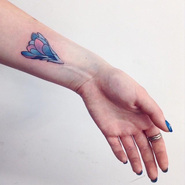 Blue Flower Small Tattoo on Wrist