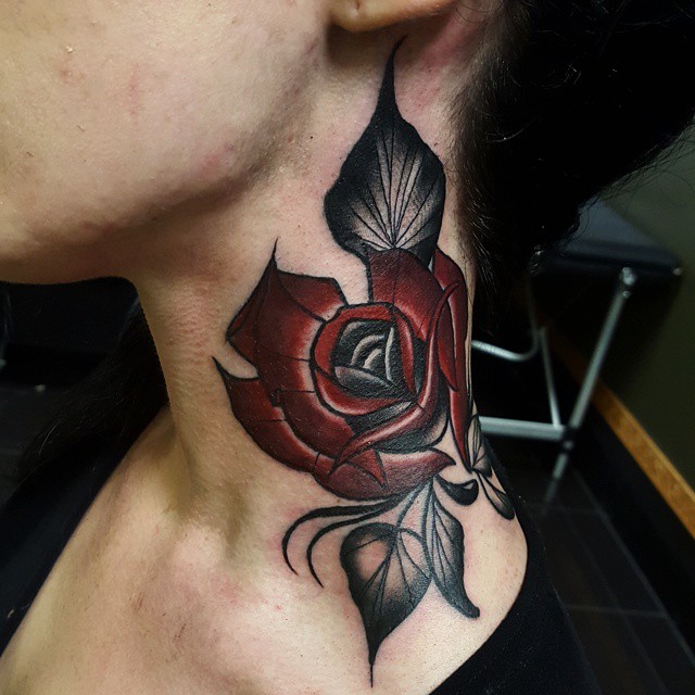 Cool Style Rose Neck tattoo
