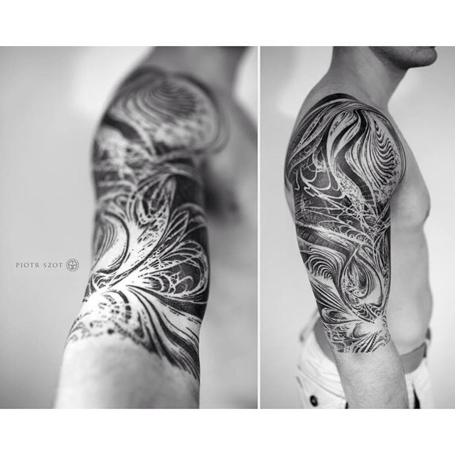 Curve Abstract Shoulder Tattoo Sleeve