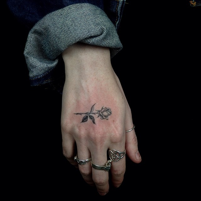 Hand Rose Small Tattoo