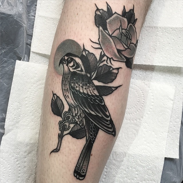 Holding Rose Bird Tattoo