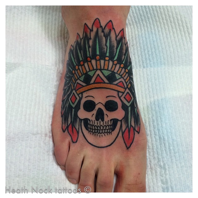 Indian Skull Foot Tattoo