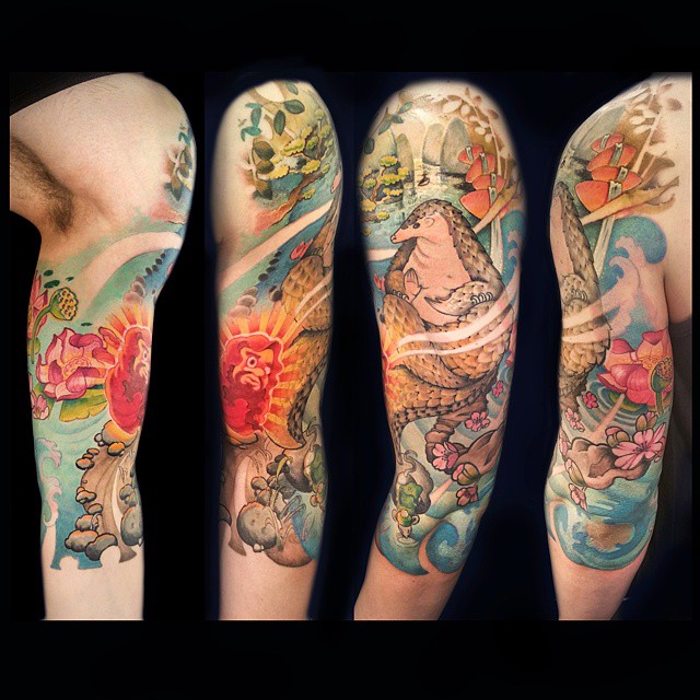 Japanese Armadillo Tattoo Sleeve
