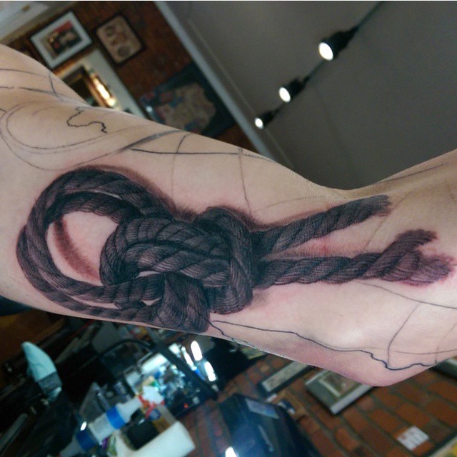 Knotted Rope 3D Tattoo on Arm